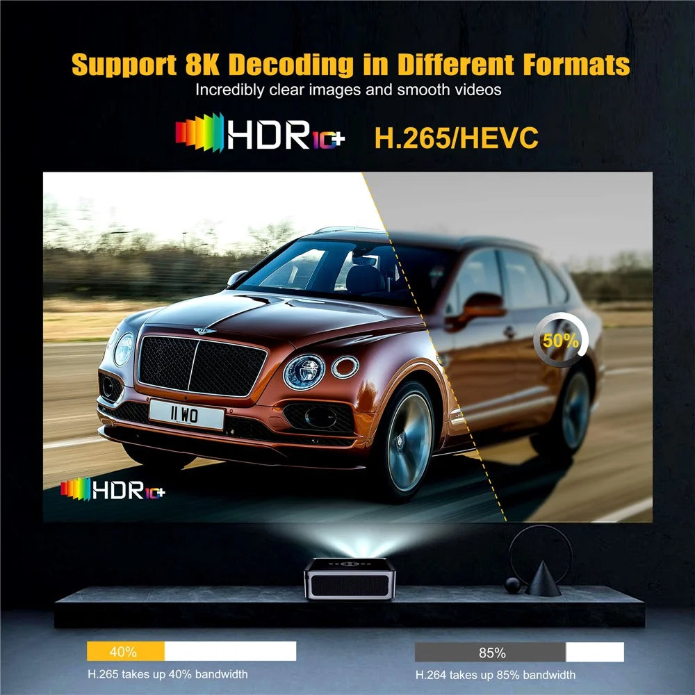 ProjectX1PRO Autofocus Projector WiFi Bluetooth-compatible Portable Home Theater 8K Video Projector - US Plug - 4