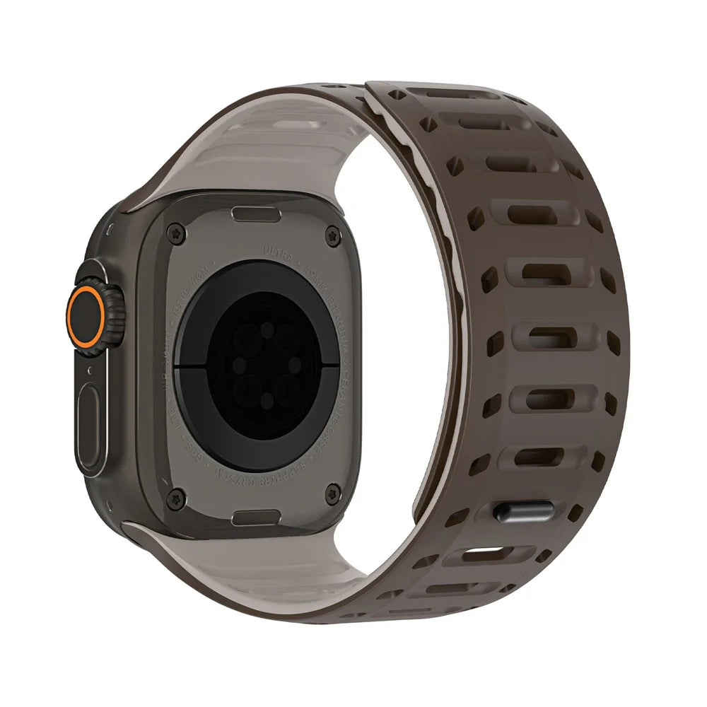 DUX DUCIS For Apple Watch Ultra 3 2 1 49mm / Series 11 10 46mm / 9 8 7 45mm / SE3 SE2 SE 6 5 4 44mm / 3 2 1 42mm Silicone Strap - Coffee Brown - 2