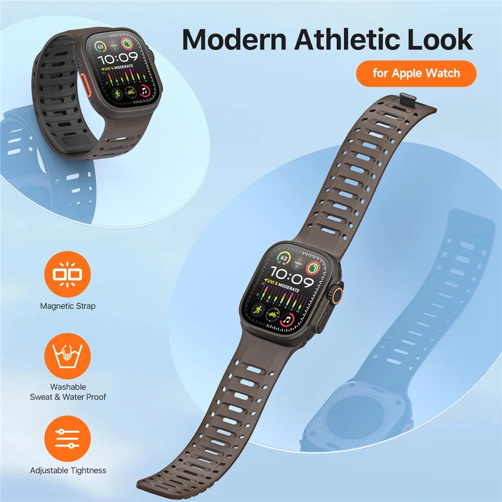 DUX DUCIS For Apple Watch Ultra 3 2 1 49mm / Series 11 10 46mm / 9 8 7 45mm / SE3 SE2 SE 6 5 4 44mm / 3 2 1 42mm Silicone Strap - Coffee Brown - 4
