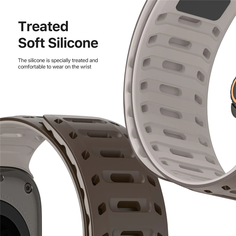 DUX DUCIS For Apple Watch Ultra 3 2 1 49mm / Series 11 10 46mm / 9 8 7 45mm / SE3 SE2 SE 6 5 4 44mm / 3 2 1 42mm Silicone Strap - Coffee Brown - 7
