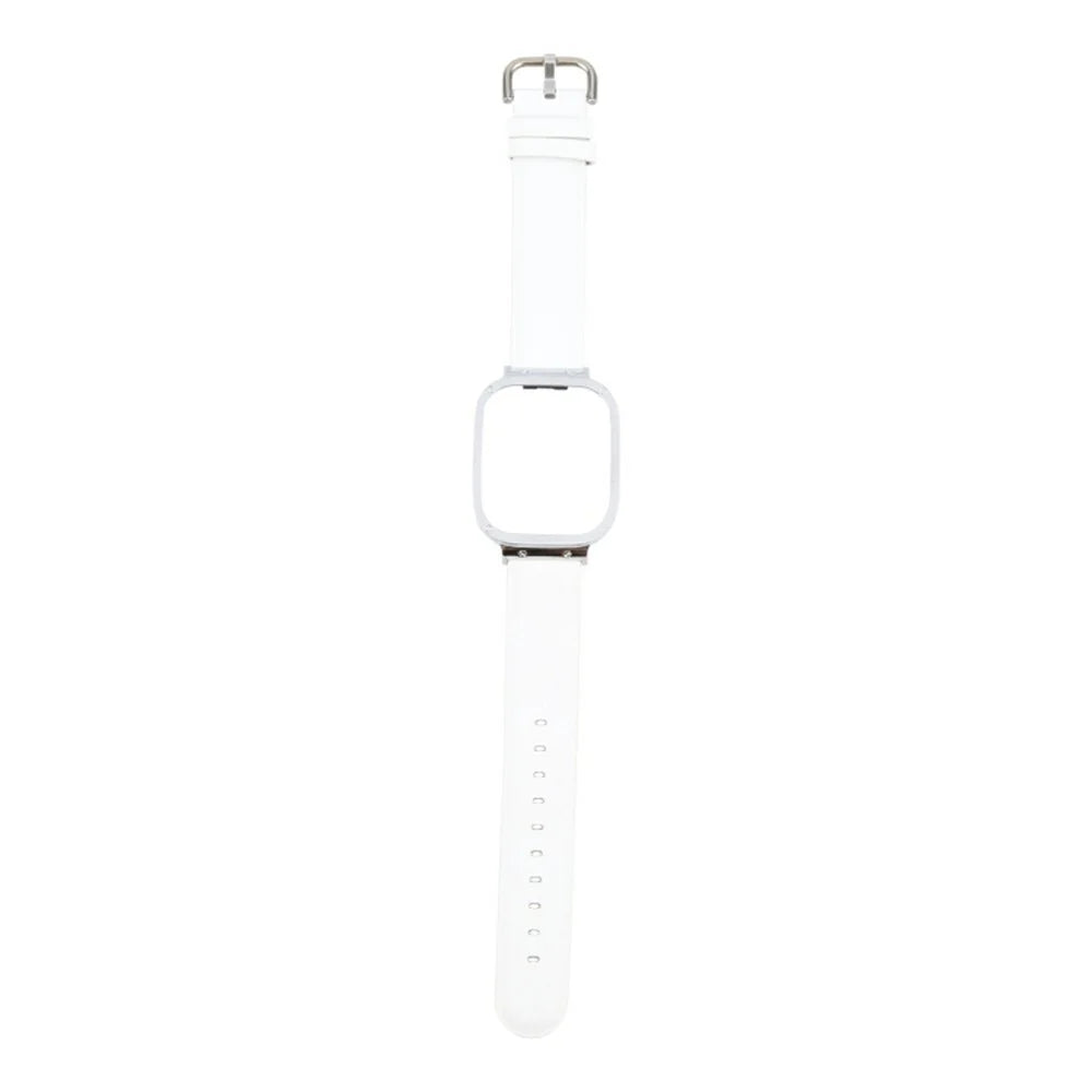 For Xiaomi Redmi Watch 3 Lite Genuine Cow Leather Replacement Strap with Metal Watch Case - White - 2