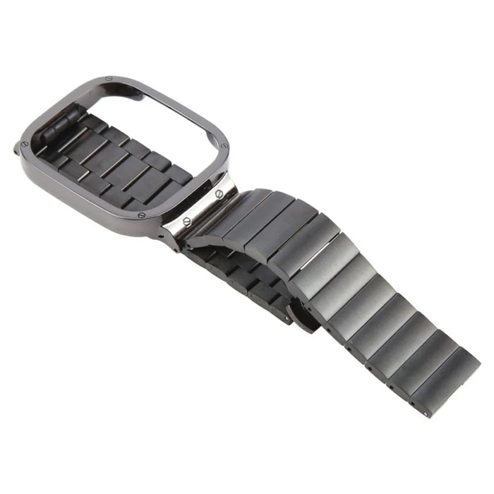 For Xiaomi Redmi Watch 3 Lite Stainless Steel Replacement Strap with Metal Watch Case - Black - 2