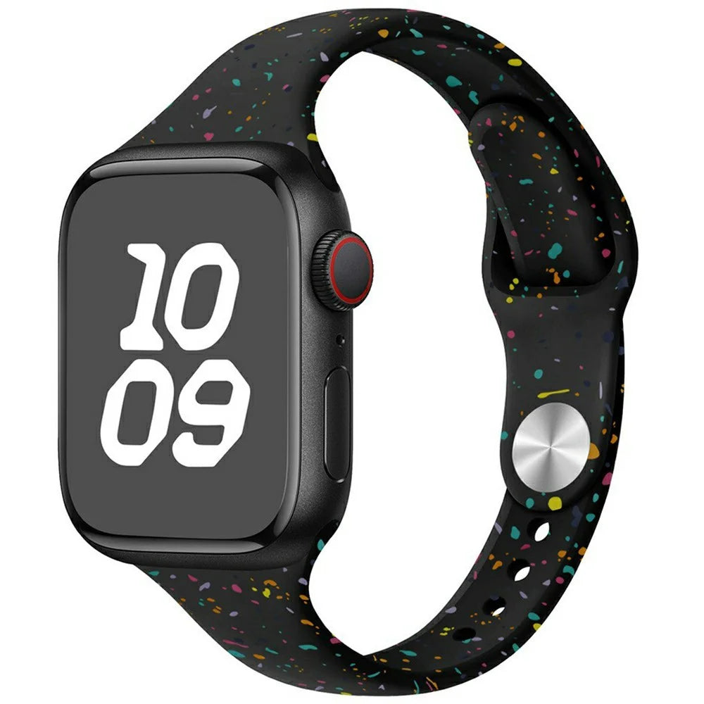 Silicone Strap for Apple Watch Series 11 10 42mm / 9 8 7 41mm / SE3 SE2 SE 6 5 4 40mm / 3 2 1 38mm Watch Band - Black - 2