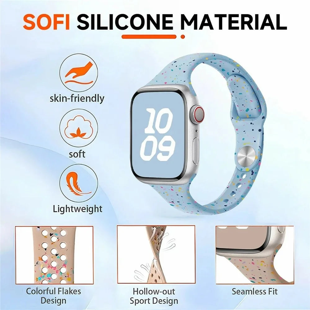 Silicone Strap for Apple Watch Series 11 10 42mm / 9 8 7 41mm / SE3 SE2 SE 6 5 4 40mm / 3 2 1 38mm Watch Band - Black - 4