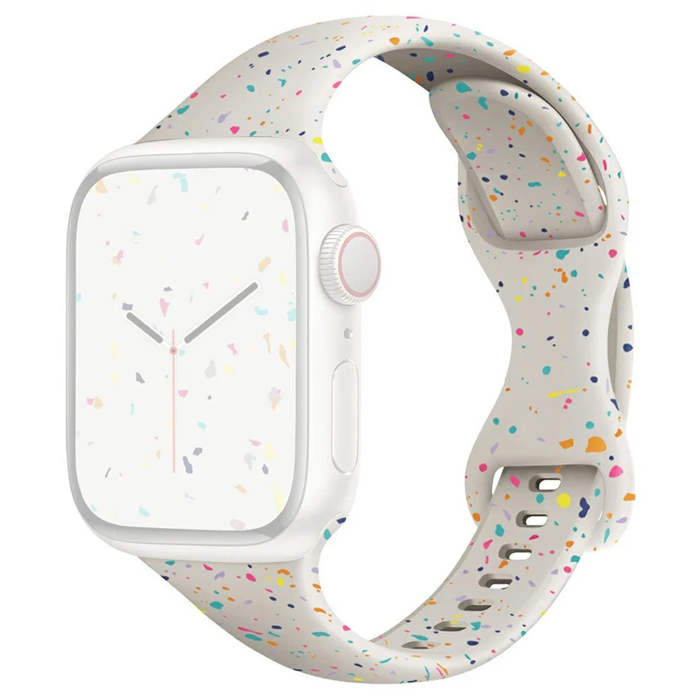 Strap for Apple Watch Series 11 10 42mm / 9 8 7 41mm / SE3 SE2 SE 6 5 4 40mm / 3 2 1 38mm Silicone Band - Starlight - 1