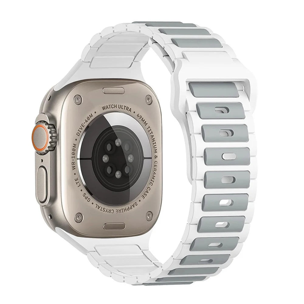 Dual Color Silicone Strap for Apple Watch Ultra 3 2 1 49mm / Series 11 10 46mm / 9 8 7 45mm / SE3 SE2 SE 6 5 4 44mm / 3 2 1 42mm - Grey+White - 1