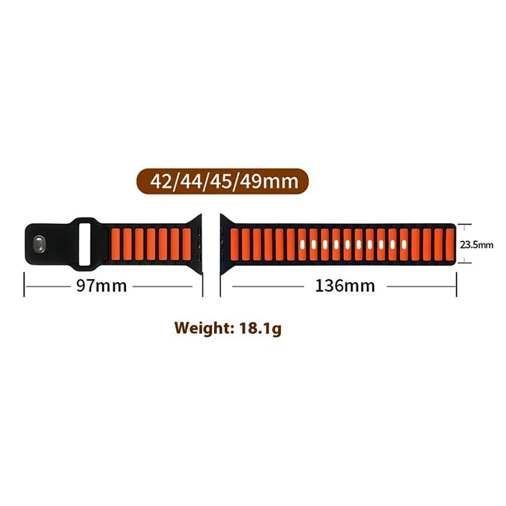 Dual Color Silicone Strap for Apple Watch Ultra 3 2 1 49mm / Series 11 10 46mm / 9 8 7 45mm / SE3 SE2 SE 6 5 4 44mm / 3 2 1 42mm - Grey+White - 2