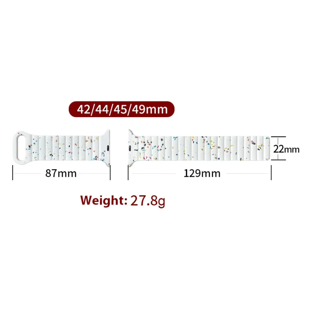 Magnetic Silicone Strap for Apple Watch Ultra 3 2 1 49mm / Series 11 10 46mm / 9 8 7 45mm / SE3 SE2 SE 6 5 4 44mm / 3 2 1 42mm - White - 7