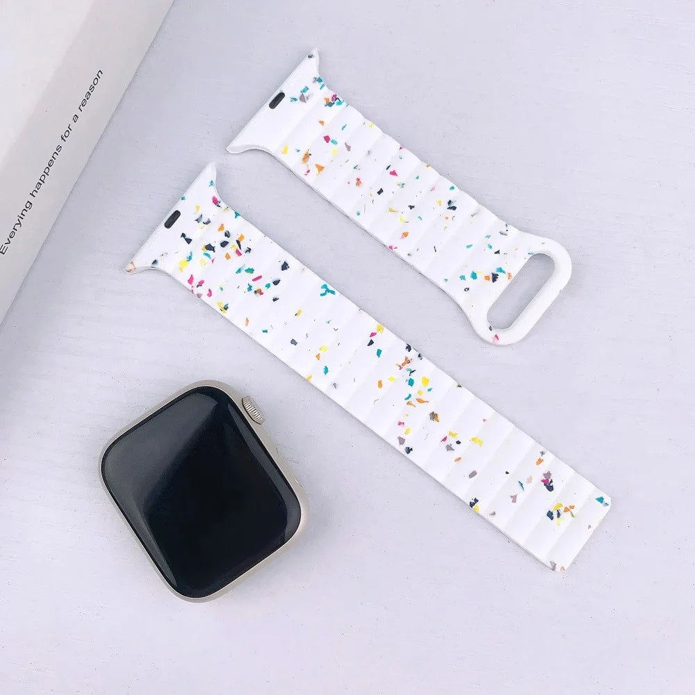 Magnetic Silicone Strap for Apple Watch Series 11 10 42mm / 9 8 7 41mm / SE3 SE2 SE 6 5 4 40mm / 3 2 1 38mm - White - 6