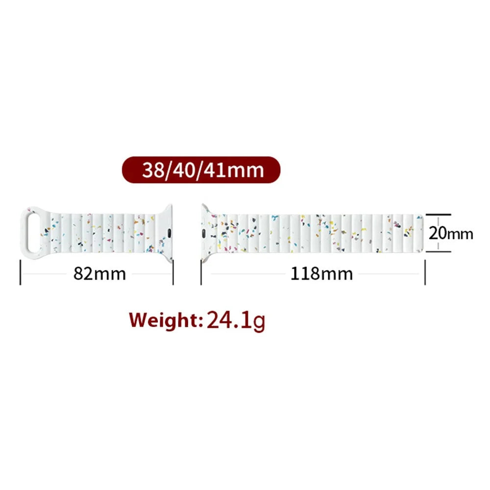 Magnetic Silicone Strap for Apple Watch Series 11 10 42mm / 9 8 7 41mm / SE3 SE2 SE 6 5 4 40mm / 3 2 1 38mm - White - 7