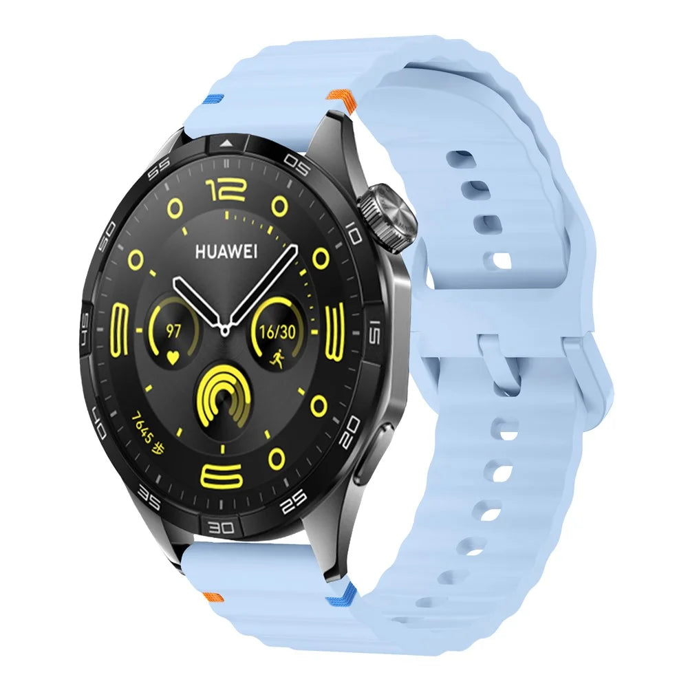 KALEBOL Silicone Band for Huawei Watch GT 3 42mm / GT 3 Pro 43mm , 20mm Wave Design Watch Strap - Baby Blue - 2