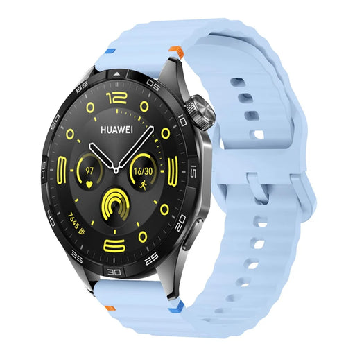 KALEBOL Silicone Band for Huawei Watch GT 3 42mm / GT 3 Pro 43mm , 20mm Wave Design Watch Strap - Baby Blue - 2