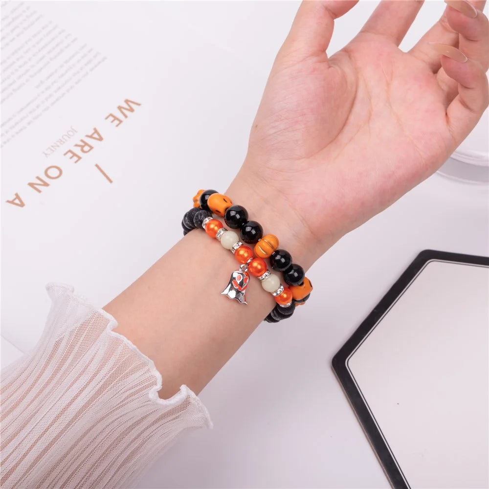 Glowing Strap for Apple Watch Series 11 10 42mm / 9 8 7 41mm / SE3 SE2 SE 6 5 4 40mm / 3 2 1 38mm with Halloween Ghost Pendant - Red Ghost - 2