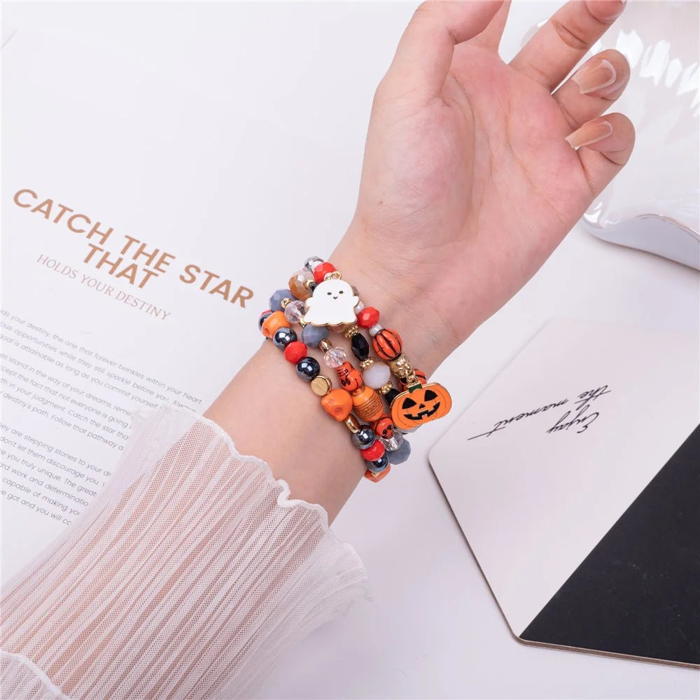 Halloween Beaded Strap for Apple Watch Ultra 3 2 1 49mm / Series 11 10 46mm / 9 8 7 45mm / SE3 SE2 SE 6 5 4 44mm / 3 2 1 42mm - White Ghost - 2