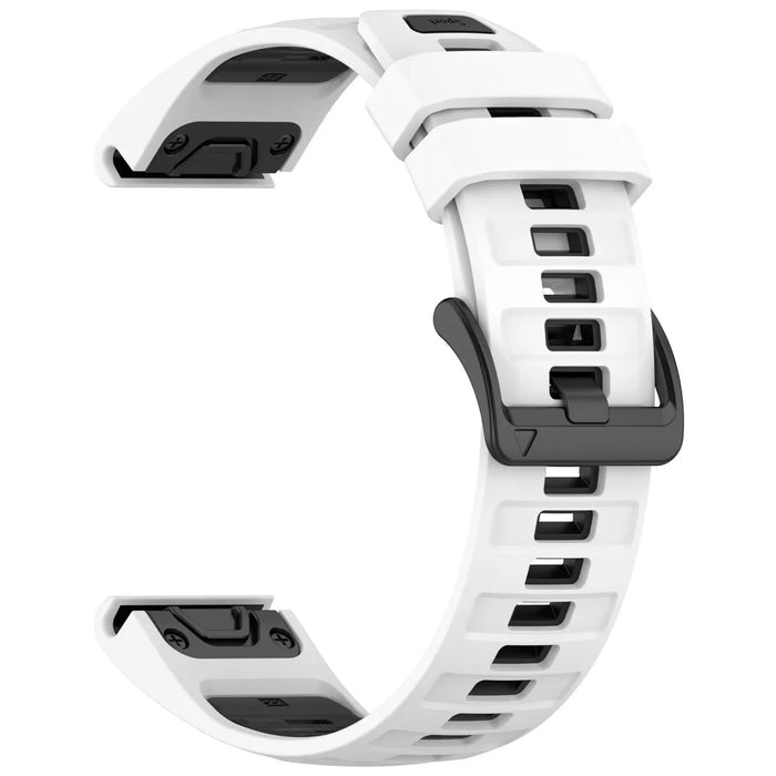 26mm Strap for Garmin Fenix 8 51mm / Enduro 3 / Instinct 2X Universal Silicone Watch Band - White+Black - 1