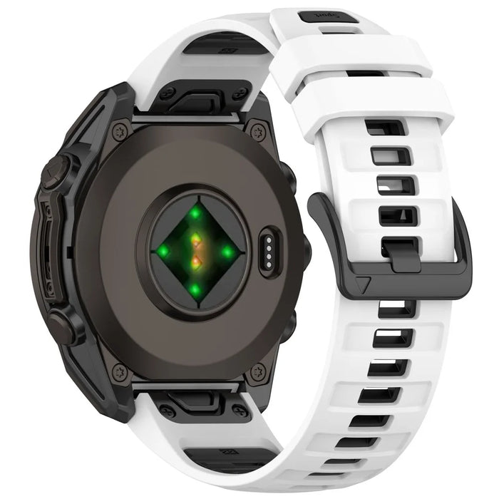 26mm Strap for Garmin Fenix 8 51mm / Enduro 3 / Instinct 2X Universal Silicone Watch Band - White+Black - 3