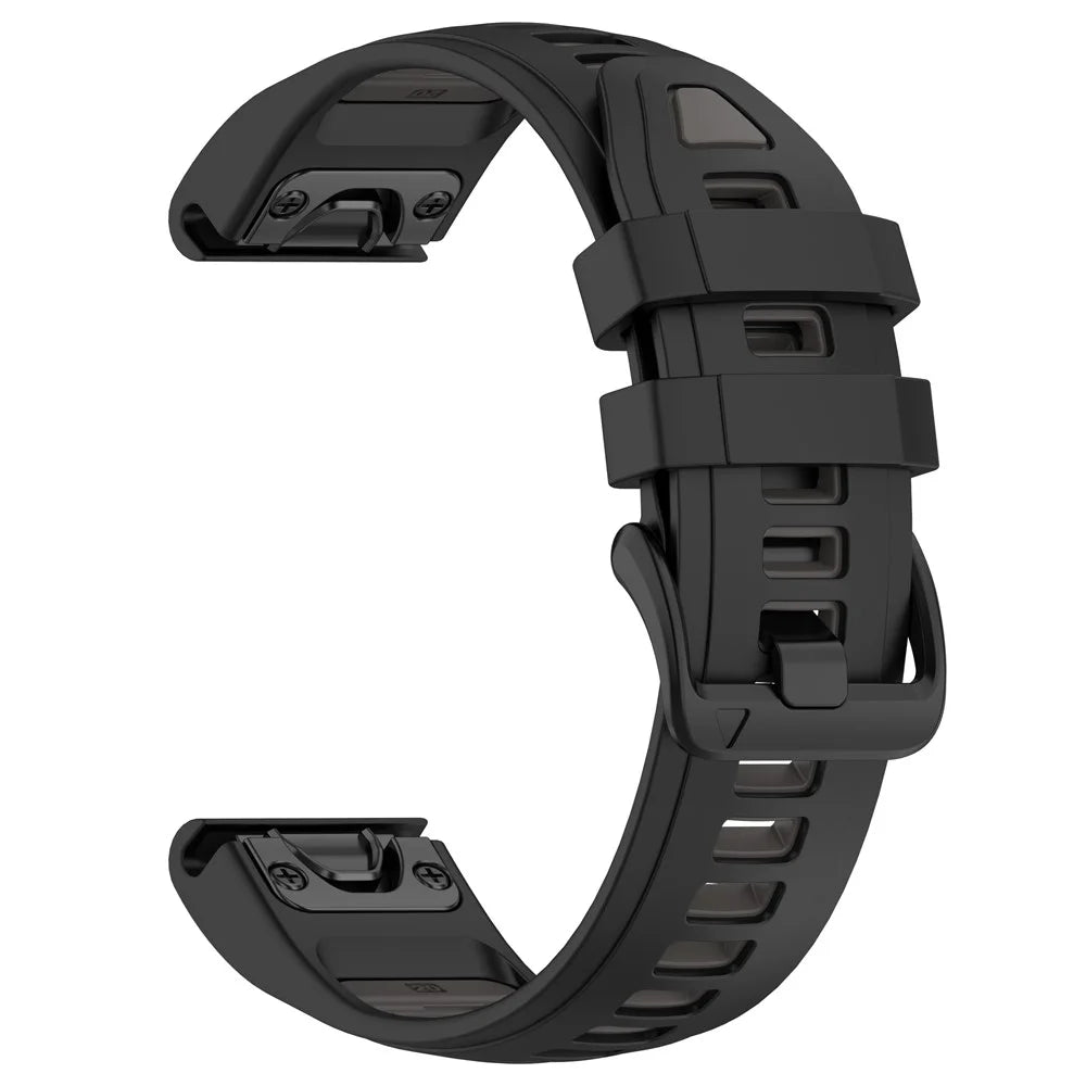 20mm Strap for Garmin Fenix 8 43mm / Descent MK3 / MK3i / epix Pro (Gen 2) 42mm Universal Silicone Watch Band - Black+Grey - 1