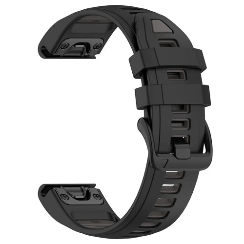 20mm Strap for Garmin Fenix 8 43mm / Descent MK3 / MK3i / epix Pro (Gen 2) 42mm Universal Silicone Watch Band - Black+Grey - 1