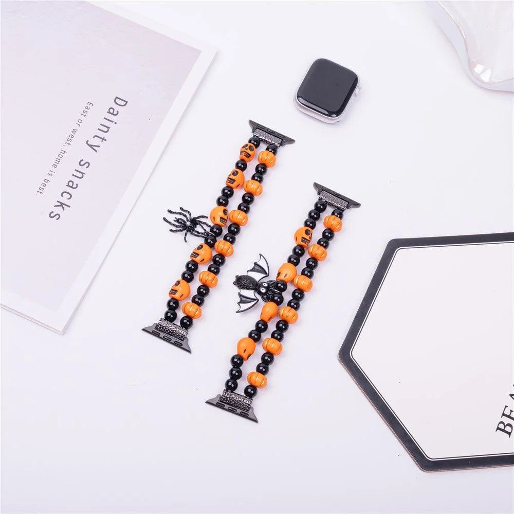 Halloween Spider / Bat Beaded Strap for Apple Watch Series 11 10 42mm / 9 8 7 41mm / SE3 SE2 SE 6 5 4 40mm / 3 2 1 38mm - Spider - 4