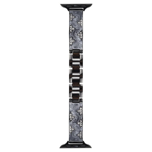 Rhinestone Leaves Metal Strap for Apple Watch Series 11 10 42mm / 9 8 7 41mm / SE3 SE2 SE 6 5 4 40mm / 3 2 1 38mm - Black - 1