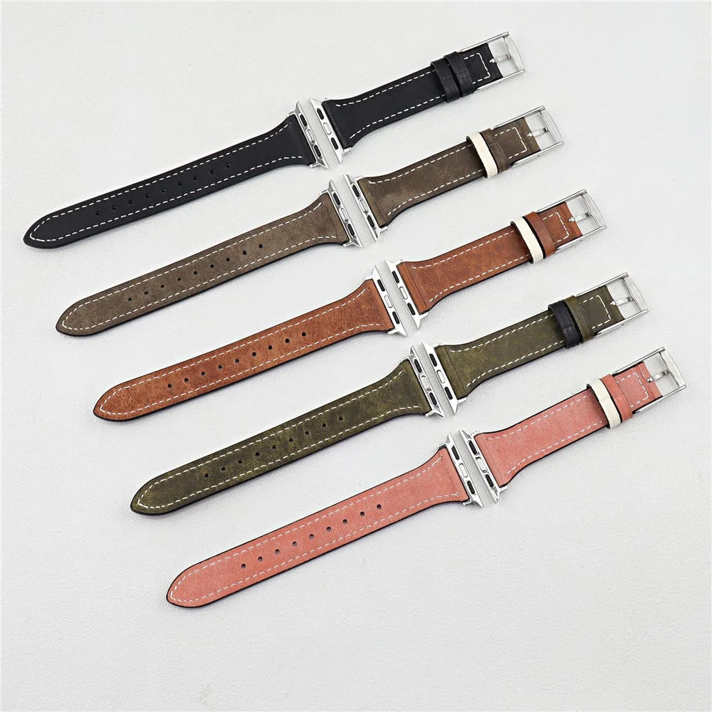 For Apple Watch Series 11 10 42mm / 9 8 7 41mm / SE3 SE2 SE 6 5 4 40mm / 3 2 1 38mm Genuine Leather Watch Band - Pink - 2