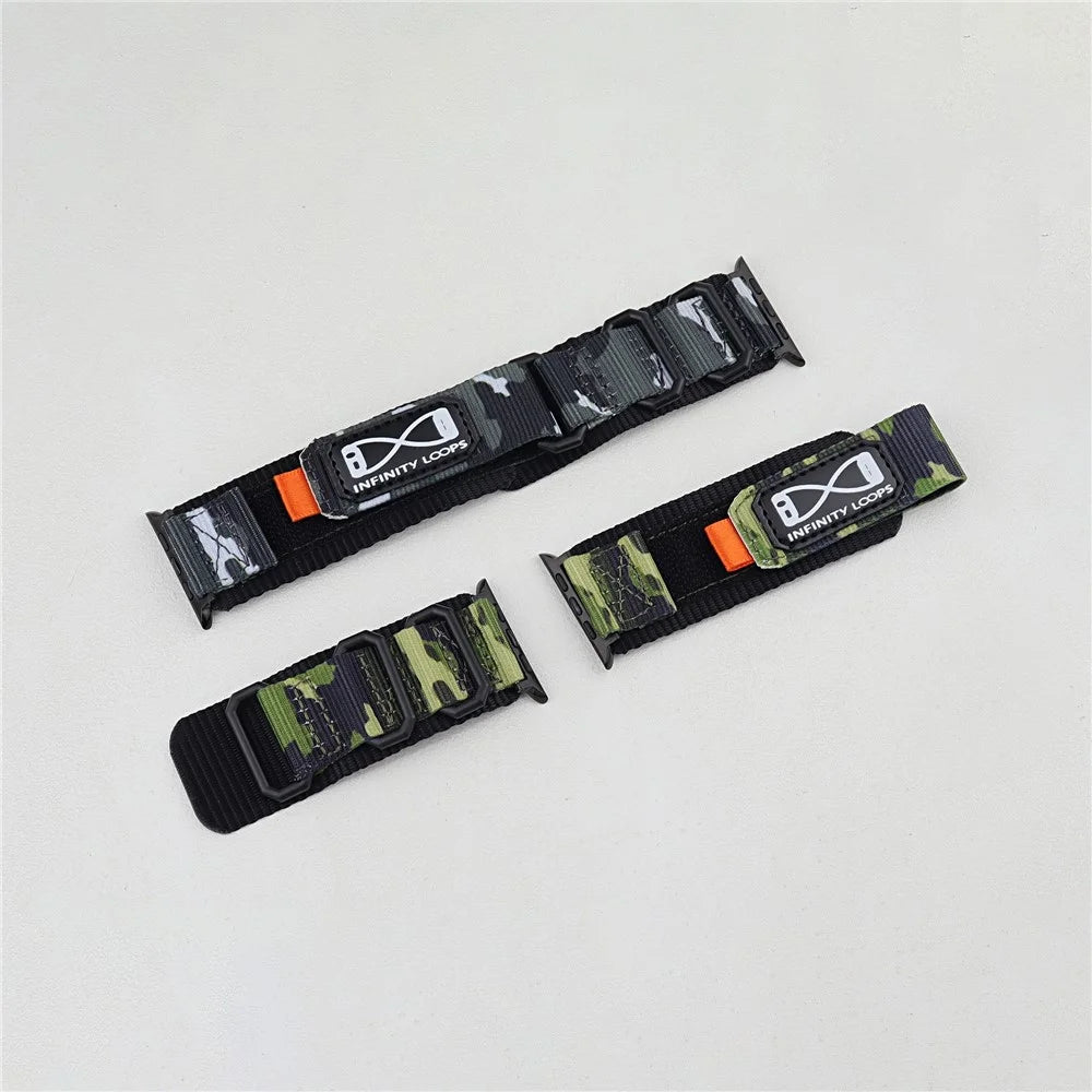 For Apple Watch Series 11 10 42mm / 9 8 7 41mm / SE3 SE2 SE 6 5 4 40mm / 3 2 1 38mm Nylon Watch Band - Camouflage Grey - 4