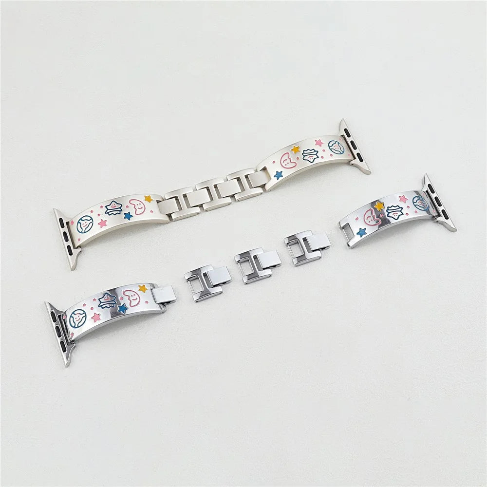 For Apple Watch Ultra 3 2 1 49mm / Series 11 10 46mm / 9 8 7 45mm / SE3 SE2 SE 6 5 4 44mm / 3 2 1 42mm Metal Watch Band - Starlight - 3