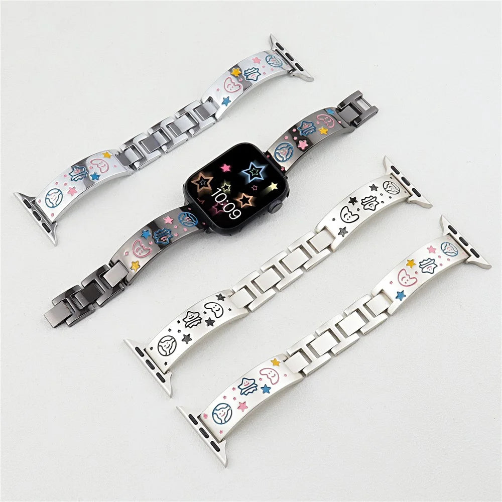 For Apple Watch Ultra 3 2 1 49mm / Series 11 10 46mm / 9 8 7 45mm / SE3 SE2 SE 6 5 4 44mm / 3 2 1 42mm Metal Watch Band - Starlight - 4