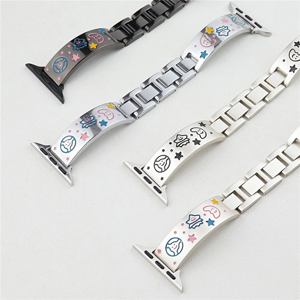 For Apple Watch Ultra 3 2 1 49mm / Series 11 10 46mm / 9 8 7 45mm / SE3 SE2 SE 6 5 4 44mm / 3 2 1 42mm Metal Watch Band - Starlight - 5