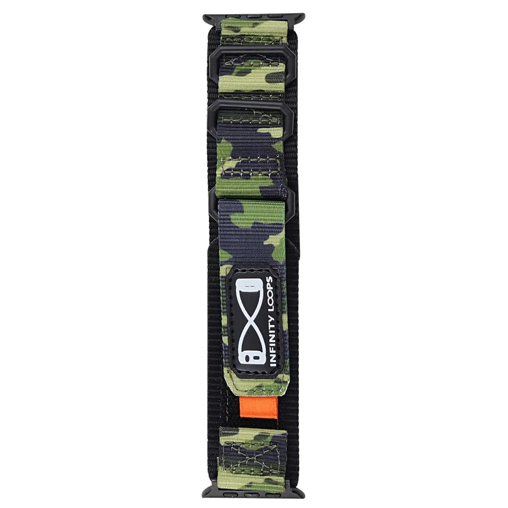 For Apple Watch Ultra 3 2 1 49mm / Series 11 10 46mm / 9 8 7 45mm / SE3 SE2 SE 6 5 4 44mm / 3 2 1 42mm Nylon Watch Band - Camouflage Green - 1
