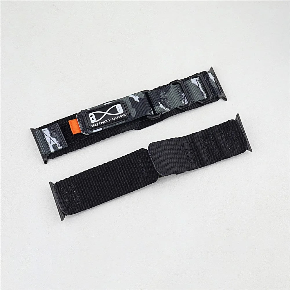 For Apple Watch Ultra 3 2 1 49mm / Series 11 10 46mm / 9 8 7 45mm / SE3 SE2 SE 6 5 4 44mm / 3 2 1 42mm Nylon Watch Band - Camouflage Green - 2