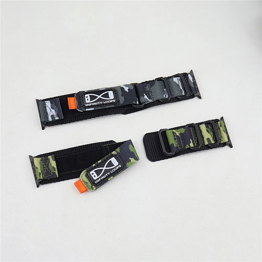 For Apple Watch Ultra 3 2 1 49mm / Series 11 10 46mm / 9 8 7 45mm / SE3 SE2 SE 6 5 4 44mm / 3 2 1 42mm Nylon Watch Band - Camouflage Green - 3