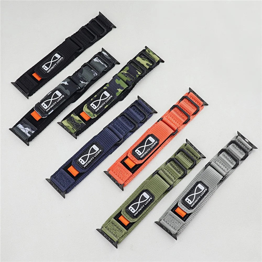 For Apple Watch Ultra 3 2 1 49mm / Series 11 10 46mm / 9 8 7 45mm / SE3 SE2 SE 6 5 4 44mm / 3 2 1 42mm Nylon Watch Band - Camouflage Green - 5