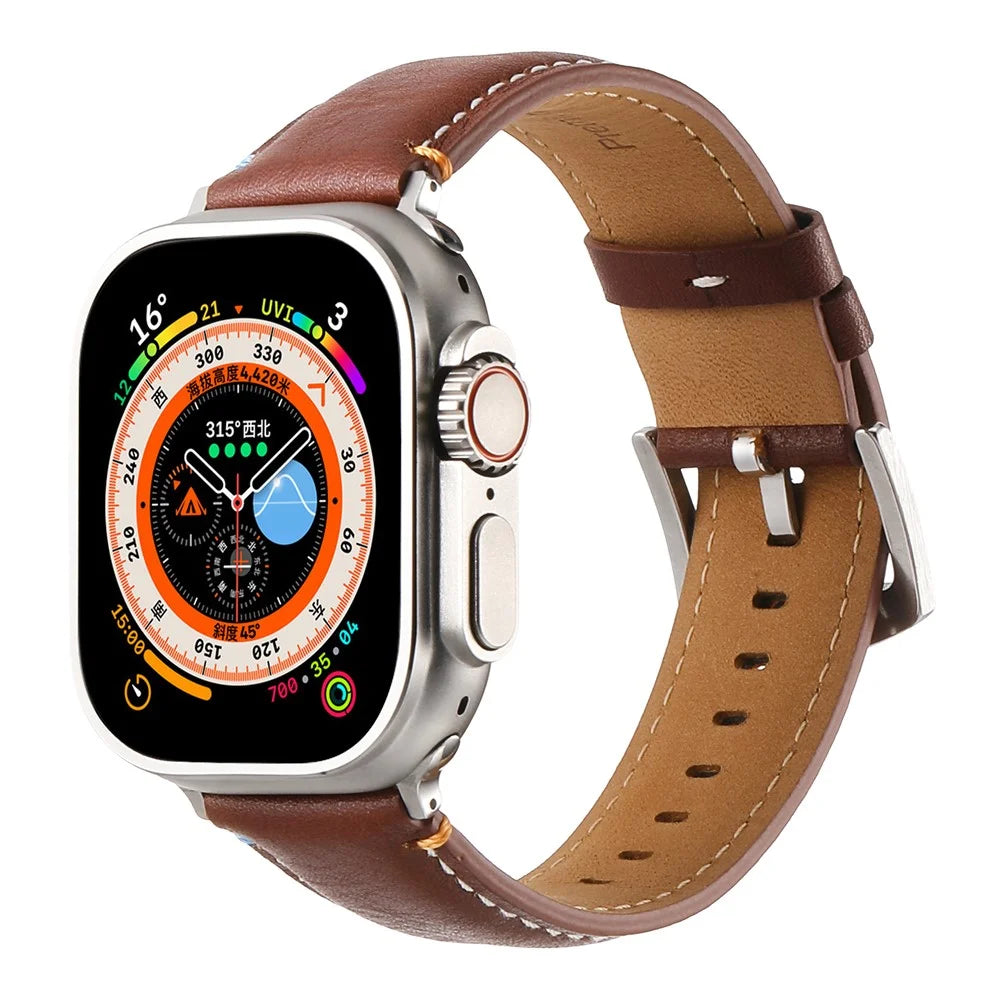 For Apple Watch Ultra 3 2 1 49mm / Series 11 10 46mm / 9 8 7 45mm / SE3 SE2 SE 6 5 4 44mm / 3 2 1 42mm Watch Strap - Crazy Horse Texture Brown - 3