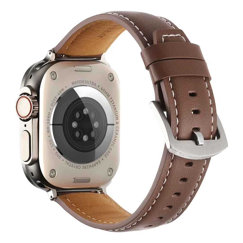 For Apple Watch Ultra 3 2 1 49mm / Series 11 10 46mm / 9 8 7 45mm / SE3 SE2 SE 6 5 4 44mm / 3 2 1 42mm Flat Textured Watch Strap - Dark Brown - 1
