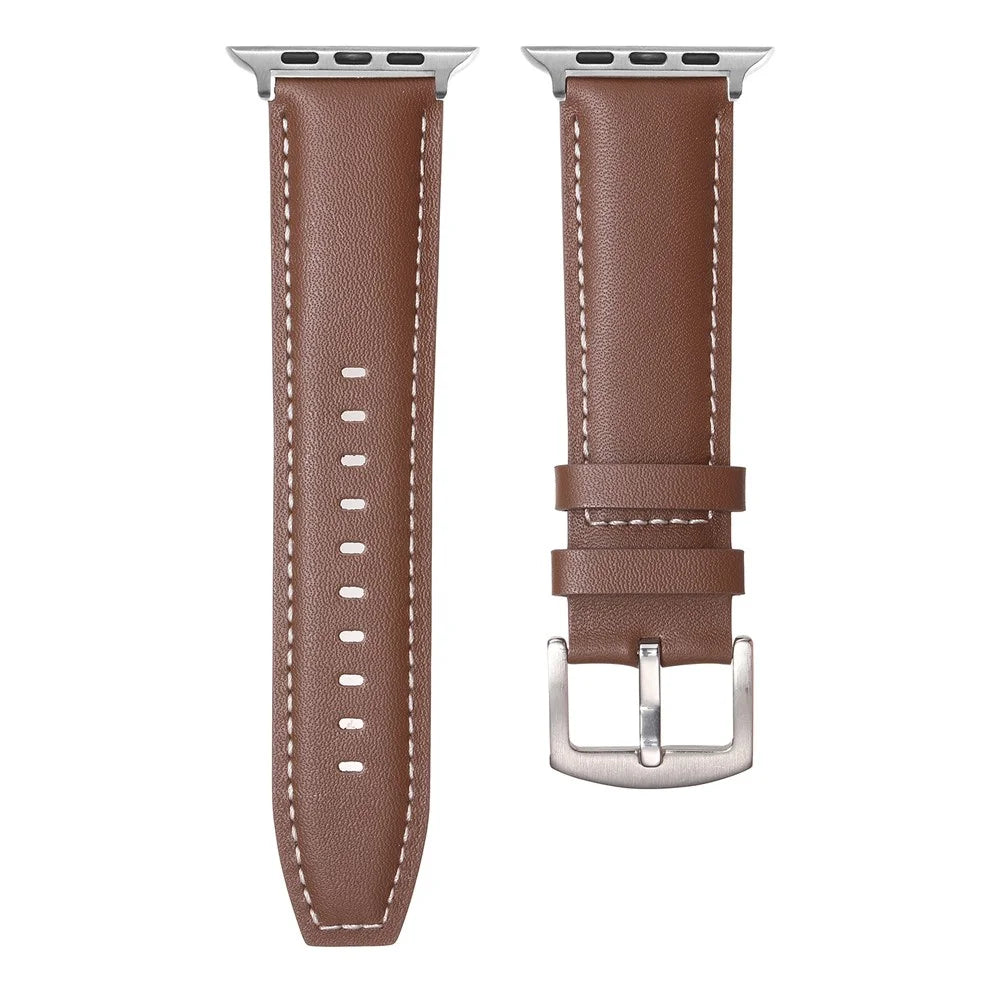 For Apple Watch Ultra 3 2 1 49mm / Series 11 10 46mm / 9 8 7 45mm / SE3 SE2 SE 6 5 4 44mm / 3 2 1 42mm Flat Textured Watch Strap - Dark Brown - 2