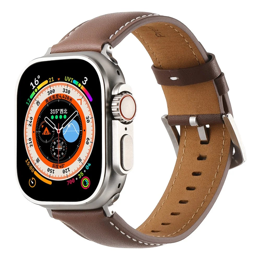 For Apple Watch Ultra 3 2 1 49mm / Series 11 10 46mm / 9 8 7 45mm / SE3 SE2 SE 6 5 4 44mm / 3 2 1 42mm Flat Textured Watch Strap - Dark Brown - 3