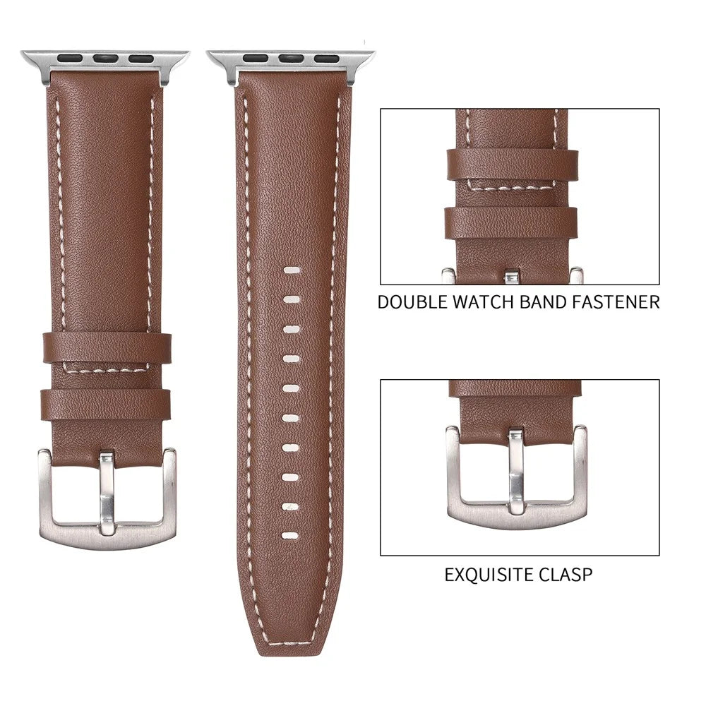 For Apple Watch Ultra 3 2 1 49mm / Series 11 10 46mm / 9 8 7 45mm / SE3 SE2 SE 6 5 4 44mm / 3 2 1 42mm Flat Textured Watch Strap - Dark Brown - 4
