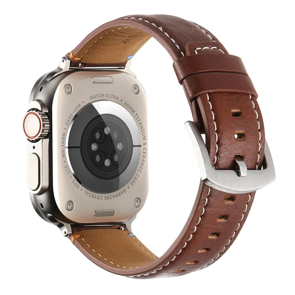For Apple Watch Series 11 10 42mm / 9 8 7 41mm / SE3 SE2 SE 6 5 4 40mm / 3 2 1 38mm Watch Strap - Crazy Horse Texture Brown - 1