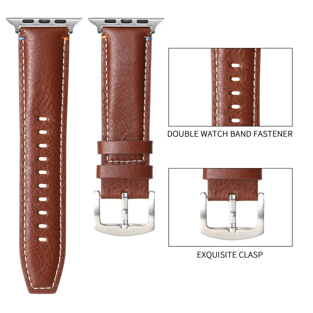 For Apple Watch Series 11 10 42mm / 9 8 7 41mm / SE3 SE2 SE 6 5 4 40mm / 3 2 1 38mm Watch Strap - Crazy Horse Texture Brown - 4