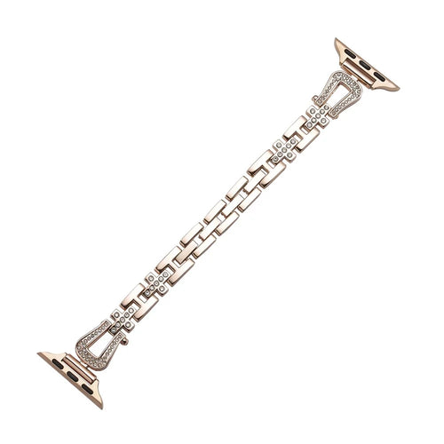 For Apple Watch Series 11 10 42mm / 9 87 41mm / SE3 SE2 SE 6 5 4 40mm / 3 2 1 38mm Watch Band Rhinestone Decor - Rose Gold - 1