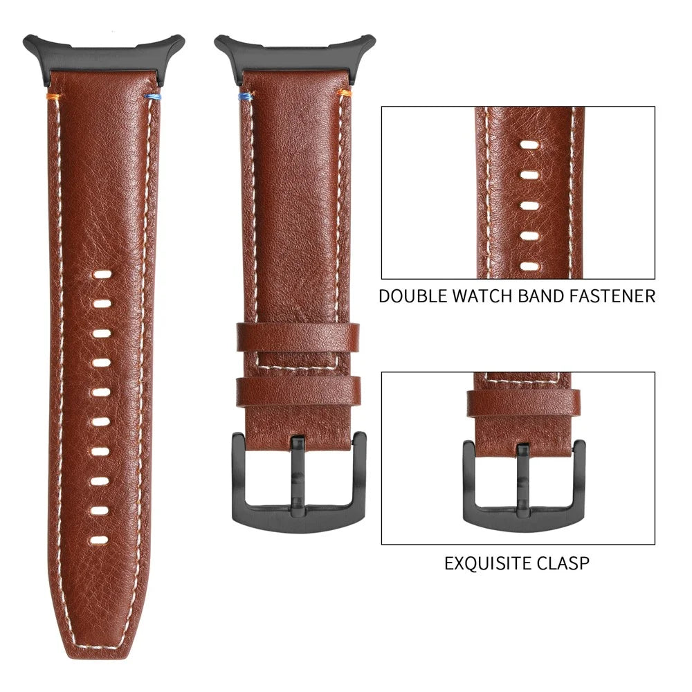 For Samsung Galaxy Watch Ultra2 47mm / Watch Ultra (2025) 47mm / Watch Ultra 47mm Replacement Strap Genuine Cowhide Leather Watch Band - Crazy Horse Texture Brown - 5
