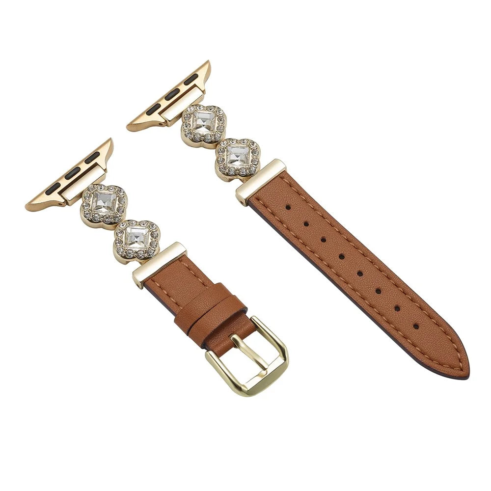 For Apple Watch Ultra 3 2 1 49mm / Series 11 10 46mm / 9 8 7 45mm / SE3 SE2 SE 6 5 4 44mm / 3 2 1 42mm Watch Strap Rhinestone Decor - Brown - 1