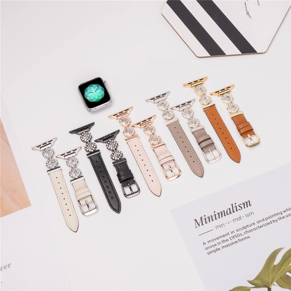 For Apple Watch Ultra 3 2 1 49mm / Series 11 10 46mm / 9 8 7 45mm / SE3 SE2 SE 6 5 4 44mm / 3 2 1 42mm Watch Strap Rhinestone Decor - Brown - 4