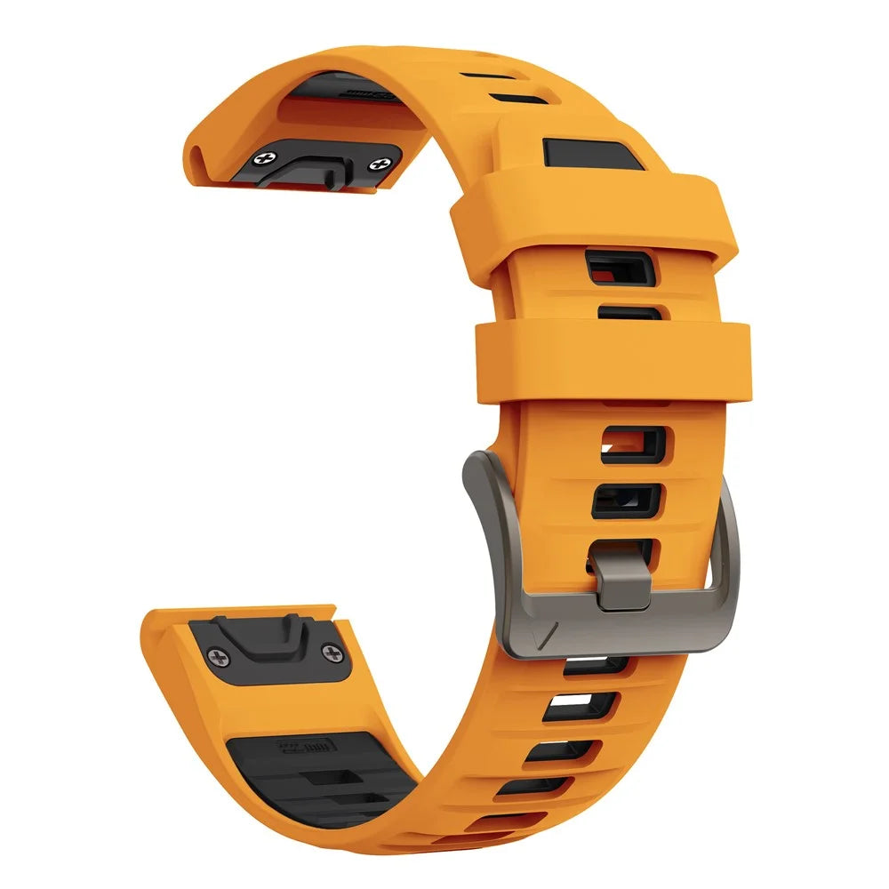 For Garmin Fenix 7  /  7 Pro 47mm  /  6  /  6 Pro Replacement Band QuickFit 22mm Dual-Color Silicone Watch Strap - Orange  /  Black - 3