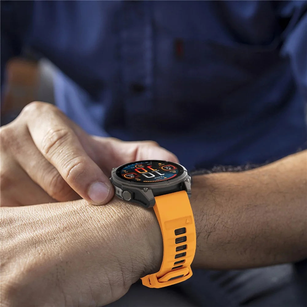 For Garmin Fenix 7  /  7 Pro 47mm  /  6  /  6 Pro Replacement Band QuickFit 22mm Dual-Color Silicone Watch Strap - Orange  /  Black - 5