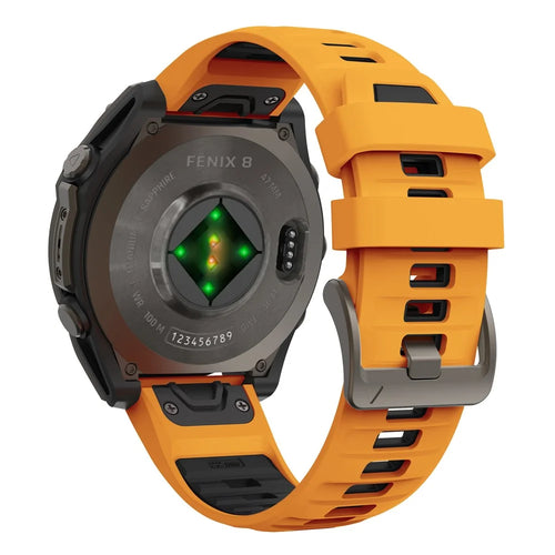 For Garmin Fenix 7X  /  7X Pro 51mm  /  6X  /  6X Pro Replacement Band QuickFit 26mm Dual-Color Silicone Watch Strap - Orange / Black - 1