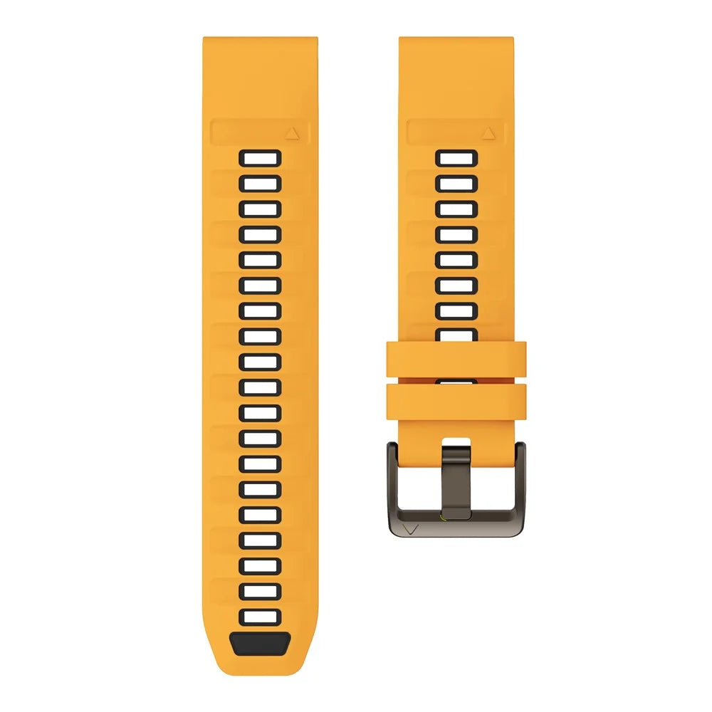 For Garmin Fenix 7X  /  7X Pro 51mm  /  6X  /  6X Pro Replacement Band QuickFit 26mm Dual-Color Silicone Watch Strap - Orange / Black - 4