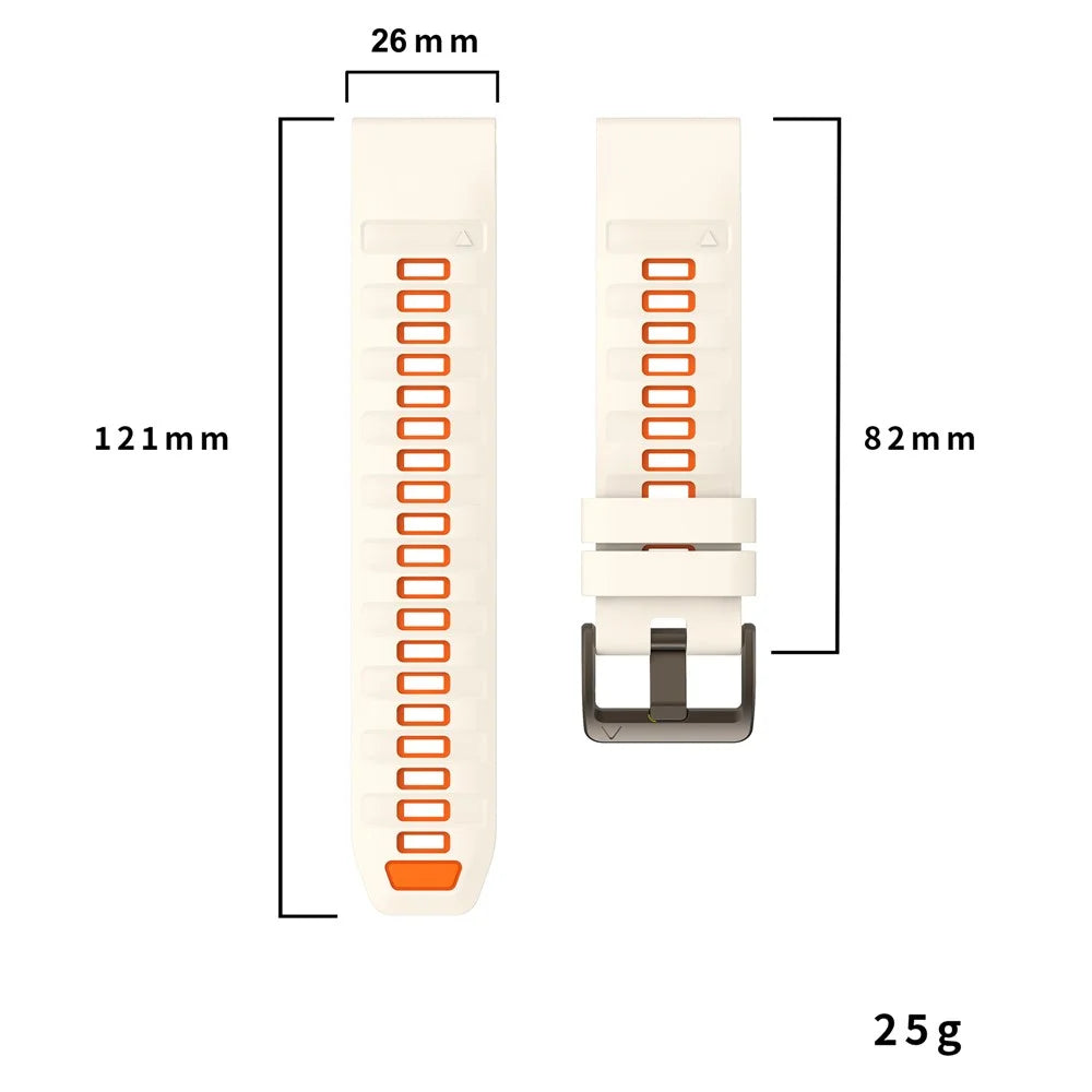 For Garmin Fenix 7X  /  7X Pro 51mm  /  6X  /  6X Pro Replacement Band QuickFit 26mm Dual-Color Silicone Watch Strap - Orange / Black - 6