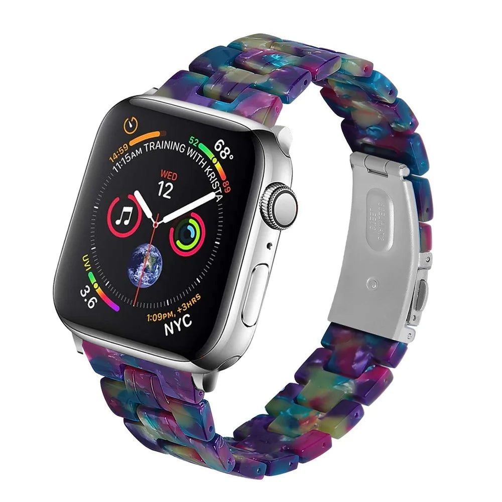 Light Weight Colorful Resin Watch Band Replacement for Apple Watch Ultra 3 2 1 49mm / Series 11 10 46mm / 9 8 7 45mm / SE3 SE2 SE 6 5 4 44mm / 3 2 1 42mm - Purple Green - 2